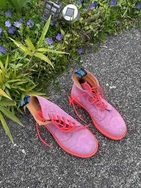 Anna Sui Collaboration - Fluevog - Derby Swirl- Purple/Neon Coral